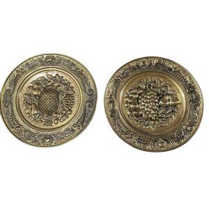 Luxurious Gold Charger Plates Set of 2 Antique Design 14" Dinnerware Table Decor